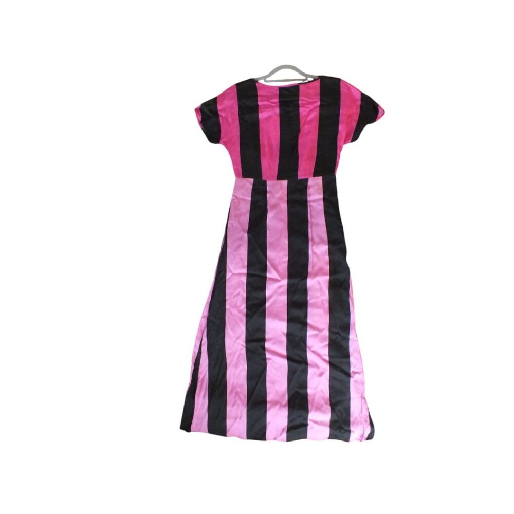 Christopher John Rogers Bold Pink & Black Striped Maxi Dress